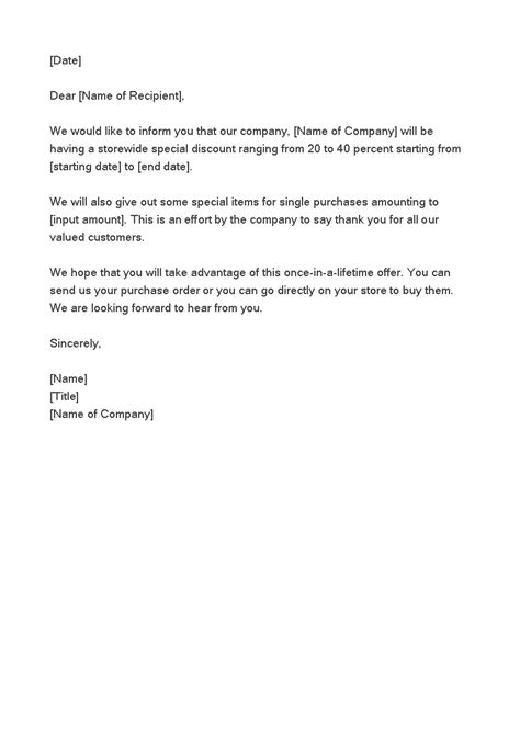 we are pleased to offer you a discount letter